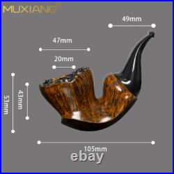 MUXIANG Smooth Volcano Pipe Briar Wooden Tobacco Pipe With Burl Cumberland Stem