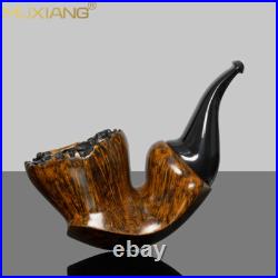 MUXIANG Smooth Volcano Pipe Briar Wooden Tobacco Pipe With Burl Cumberland Stem