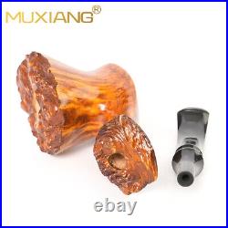MUXIANG Wooden Fleur Pipe Briar Smooth Freehand Tobacco Pipe Bent Ebonite Stem