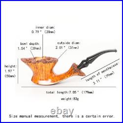 MUXIANG Wooden Fleur Pipe Briar Smooth Freehand Tobacco Pipe Bent Ebonite Stem