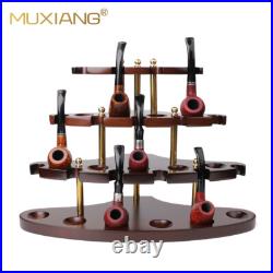 MUXIANG Wooden Tobacco Pipe Stand Rack Holder For 15 Briar Smoking Pipes Walnut