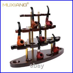 MUXIANG Wooden Tobacco Pipe Stand Rack Holder For 15 Briar Smoking Pipes Walnut