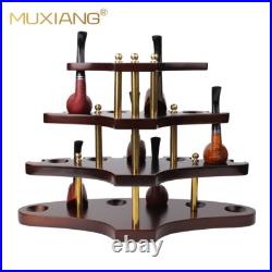 MUXIANG Wooden Tobacco Pipe Stand Rack Holder For 15 Briar Smoking Pipes Walnut