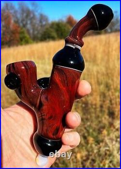 Mahogany Woodgrain Classic Styled Glass Cavalier Pipe