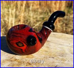 Mahogany Woodgrain Classic Styled Glass Stand Up Blowfish Pipe