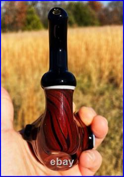 Mahogany Woodgrain Classic Styled Glass Stand Up Blowfish Pipe
