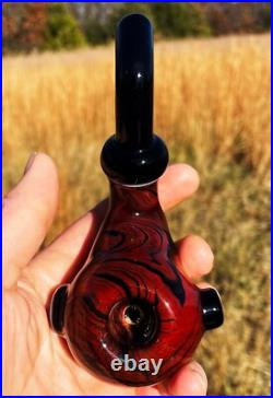 Mahogany Woodgrain Classic Styled Glass Stand Up Blowfish Pipe