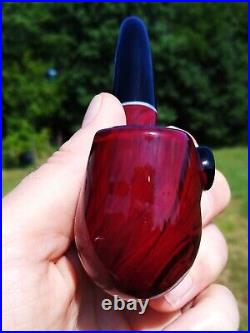 Mahogany Woodgrain Classic Styled Glass Tobacco Bent Billiard Pipe