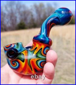 Mantra Linework Glass Sherlock Pipe USA Made