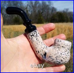 MarbleGlass Classic Styled Glass Bent Apple Sherlock Tobacco Pipe