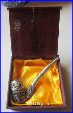 Marijuana Leaf Pipe Solid Brass with Accessories Bag Gift Boxed Tibet Smoking Aid