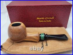 Mario Grandi Unsmoked Straight Tobacco Smoking Pipe with Jade Green Band Open Box