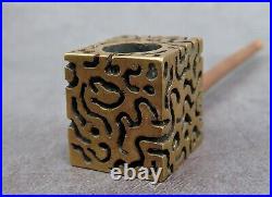 Maze Cube Metal Smoking Pipe, Bronze-Copper Smoking set, Spoon and Cleaning Tool