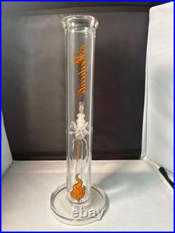 Medicali Glass Water Pipe Bong Clear Glass Tobacco Pipe with ORANGE Flame Design