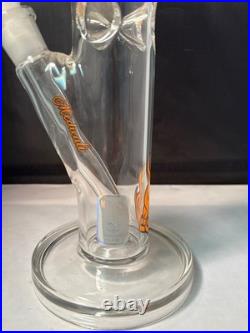 Medicali Glass Water Pipe Bong Clear Glass Tobacco Pipe with ORANGE Flame Design