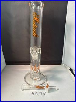 Medicali Glass Water Pipe Bong Clear Glass Tobacco Pipe with ORANGE Flame Design