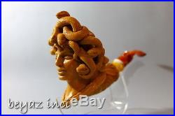 Medusa Meerschaum Tobacco Pipe Pfeife Pipa Collectible Handmade By F. Yavuz