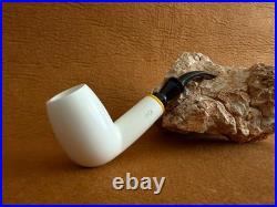 Meerschaum Pipe, Smoking Pipe Smooth Billard Shape with Fitted Case