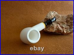 Meerschaum Pipe, Smoking Pipe Smooth Billard Shape with Fitted Case