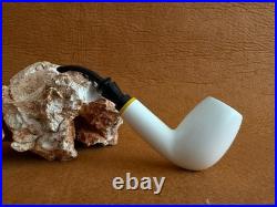 Meerschaum Pipe, Smoking Pipe Smooth Billard Shape with Fitted Case