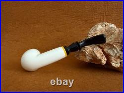 Meerschaum Pipe, Smoking Pipe Smooth Billard Shape with Fitted Case
