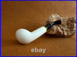 Meerschaum Pipe, Smoking Pipe Smooth Billard Shape with Fitted Case