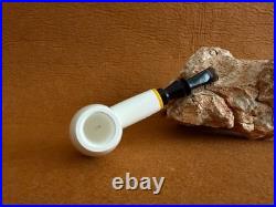 Meerschaum Pipe, Smoking Pipe Smooth Billard Shape with Fitted Case