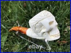 Meerschaum pipe Skull Head Smoking Danger 160219-7