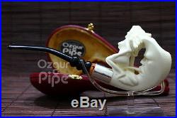 Moon And Naked Lady With 925 Silver Ring Collectible Meerschaum Smoking Pipe