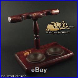 Mr. Brog HAND MADE OAK WOOD STAND RACK HOLDER type F2 red -for 2 smoking Pipes