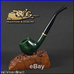 Mr. Brog original SMALL smoking pipe nr. 29 green bent stem CARO HAND MADE