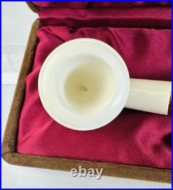 NEW Bent Block Meerschaum Pipes Smoking Tobacco Carved Bowl Marbled Stem VTG
