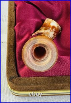 NEW Bent Block Meerschaum Pipes Smoking Tobacco Carved Bowl Marbled Stem VTG