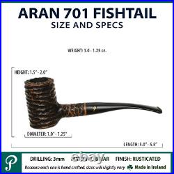 NEW Peterson Pipes Aran Rusticated 701 Poker Sitting Tobacco Pipe, 3mm Fishtail