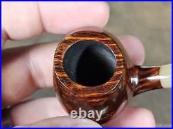 NEW Unsmoked AG Pipes Smooth Lens (Potato Sack) With Horn Tobacco Smoking Pipe