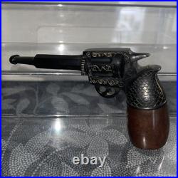 NOS Revolver Pistol Imported Briar Wood Tobacco Pipe Made In Italy Unsmoked LQQK