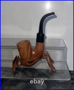 NOS Vintage Custom Made Imported Briar Wood Tobacco Pipe 1960s Unsmoked Beauty