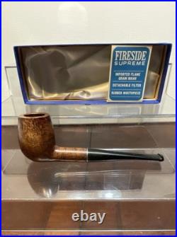 NOS Vintage Fireside Supreme Imported Briar Wood Tobacco Pipe Rubber Mouthpiece