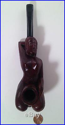 Naked / Nude Woman Carved Wood Tobacco Smoking Pipe Vintage 1940s UNSMOKED