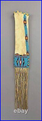 Native Indian Beaded buckskin tobacco pouch, hide tobacco pipe bag, LCSTP04