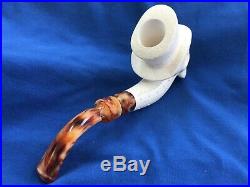 New Block Meerschaum Smoking Pipe Ace of Spades, skull with top hat, large