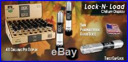 FULL COUNTER TOP DISPLAY LOCK N LOAD Glass Chillum Tobacco Pipes w/ Cap 48 COUNT