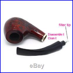 New Dark Red Handmade Wooden Wood Smoking Pipe Tobacco Cigarettes Cigar Pipes