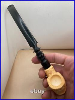 New- Meerschaum Carved Skull Tobacco Smoking Pipe -Nice Gift