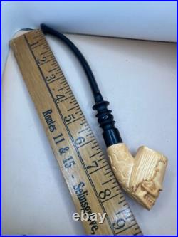 New- Meerschaum Carved Skull Tobacco Smoking Pipe -Nice Gift