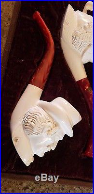 New Sherlock Holmes Watson Meerschaum Tobacco Pipes & Case Made in turkey CAO