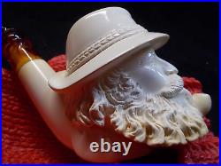 New Unsmoked Meerschaum Yunus Tyrolean Carved Bowl Man Smoking Pipe Fitted Case