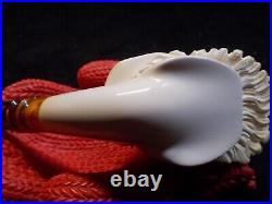 New Unsmoked Meerschaum Yunus Tyrolean Carved Bowl Man Smoking Pipe Fitted Case