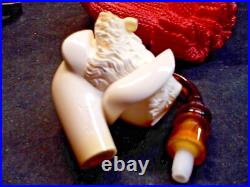 New Unsmoked Meerschaum Yunus Tyrolean Carved Bowl Man Smoking Pipe Fitted Case