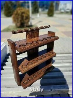 New Wooden Pipe Stand, Tobacco Pipe rack, Desk pipe holder, Briar, Unsmoked